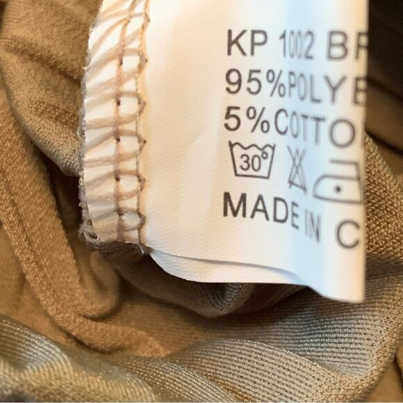 Wide leg Pleated Free Flowing Elastic Pull String Women Small Tan Pull On Pant. - Picture 8 of 13